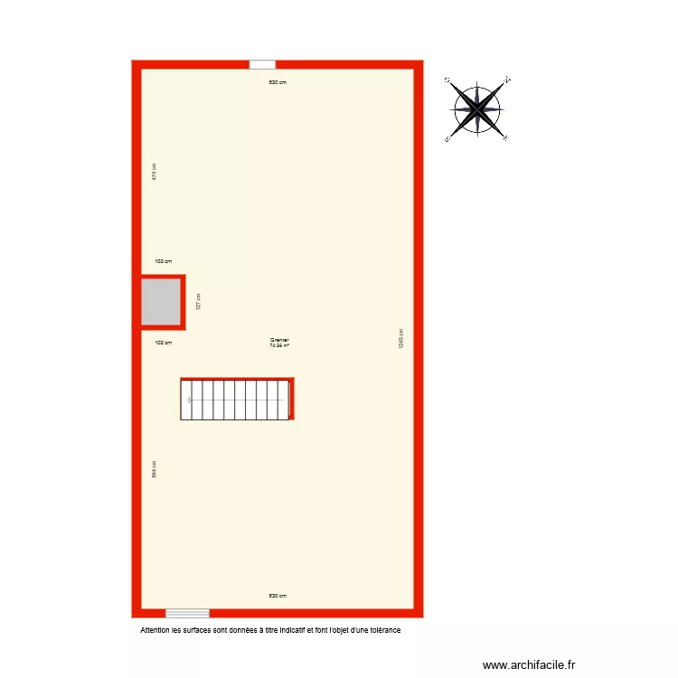 BI 4285 grenier c&ocirc;t&eacute;. Plan de 