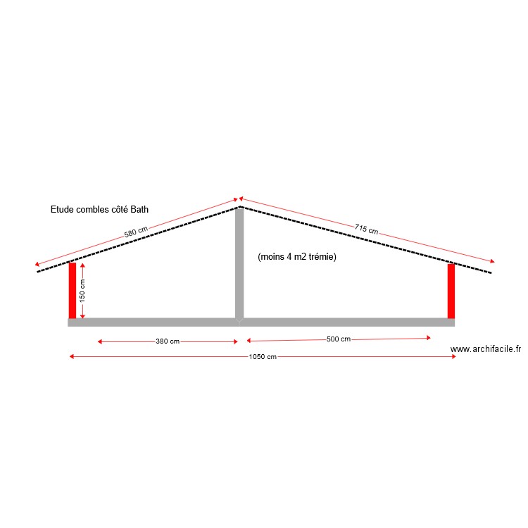 Etude combles 11m x 7. Plan de 0 pièce et 0 m2