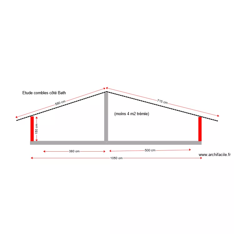 Etude combles 11m x 7. Plan de 