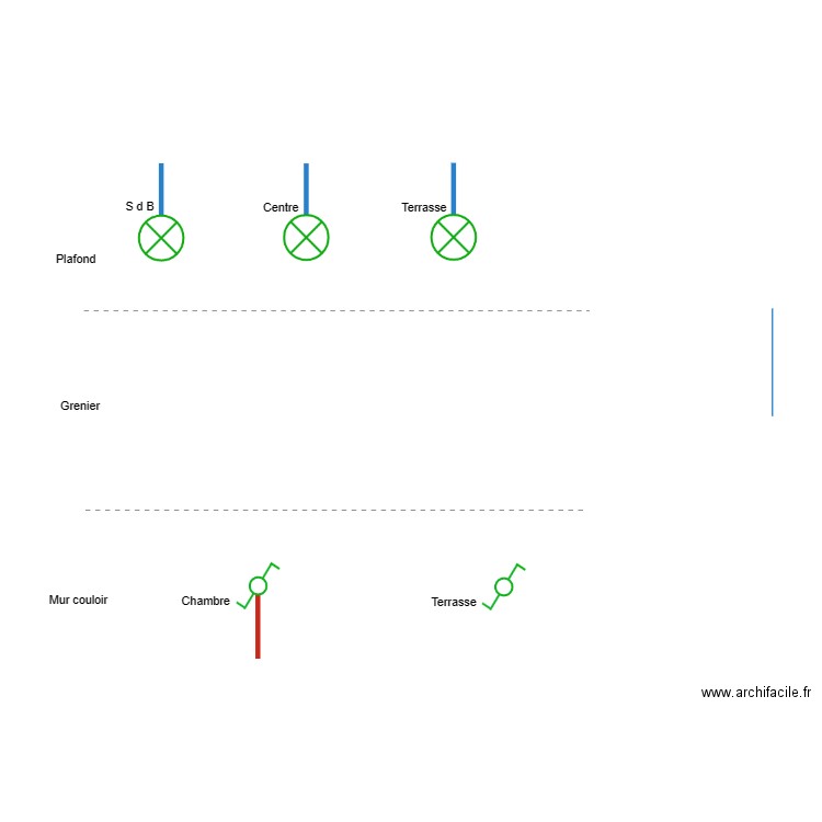 Electricité couloir. Plan de 0 pièce et 0 m2