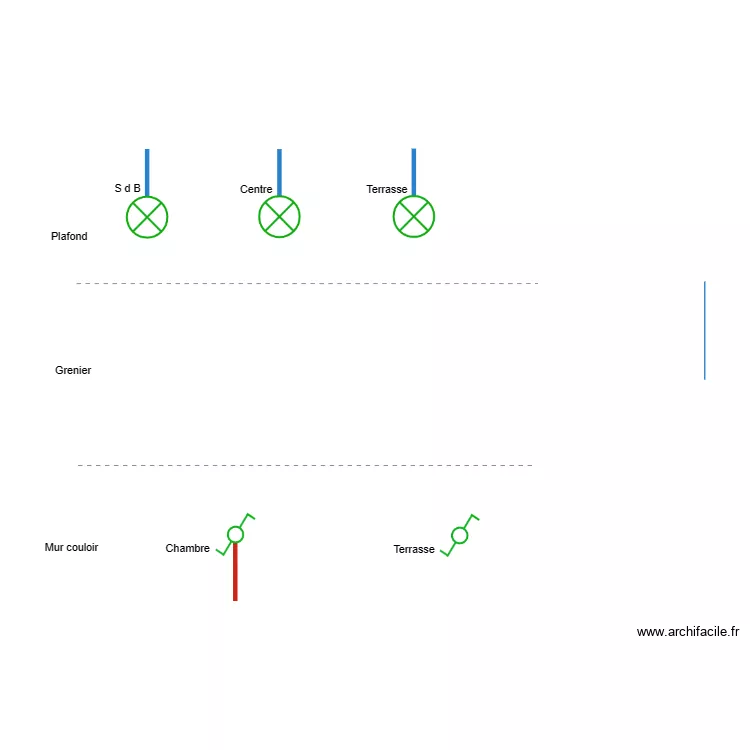 Electricit&eacute; couloir. Plan de 