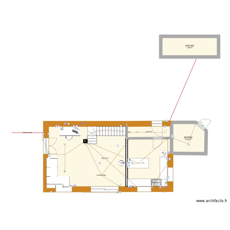 mik et oti sous sol 2. Plan de 12 pièces et 174 m2