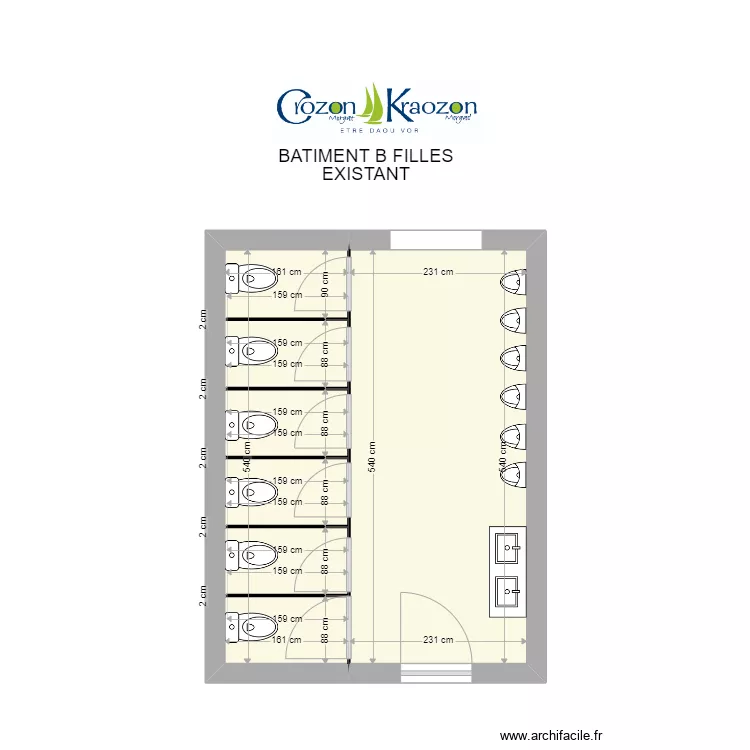 plan b&acirc;timent B existant filles. Plan de 