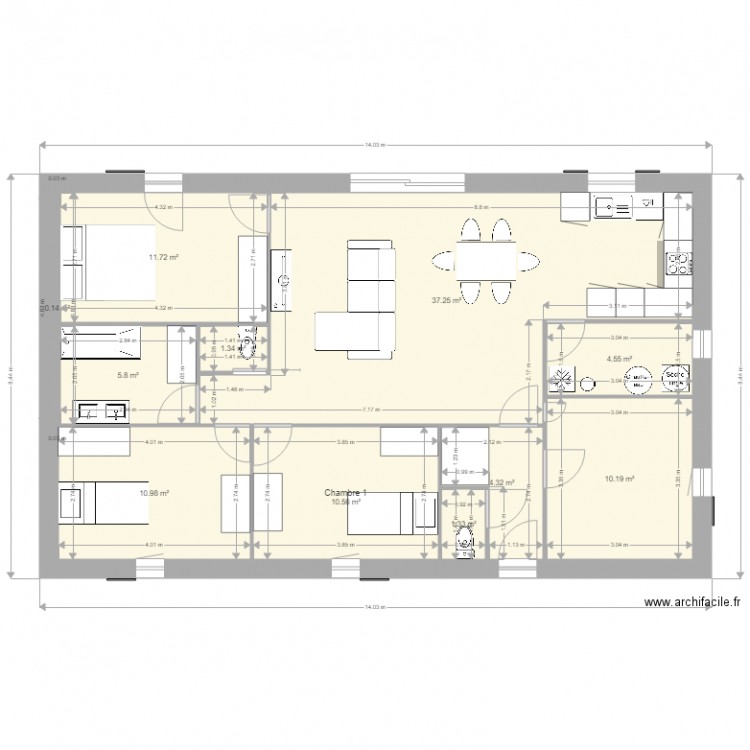 Maison 100m. Plan de 0 pièce et 0 m2