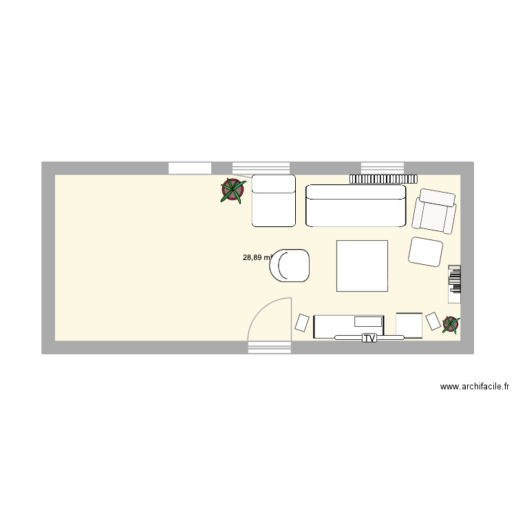 WM chez MIKE 3. Plan de 1 pièce et 29 m2
