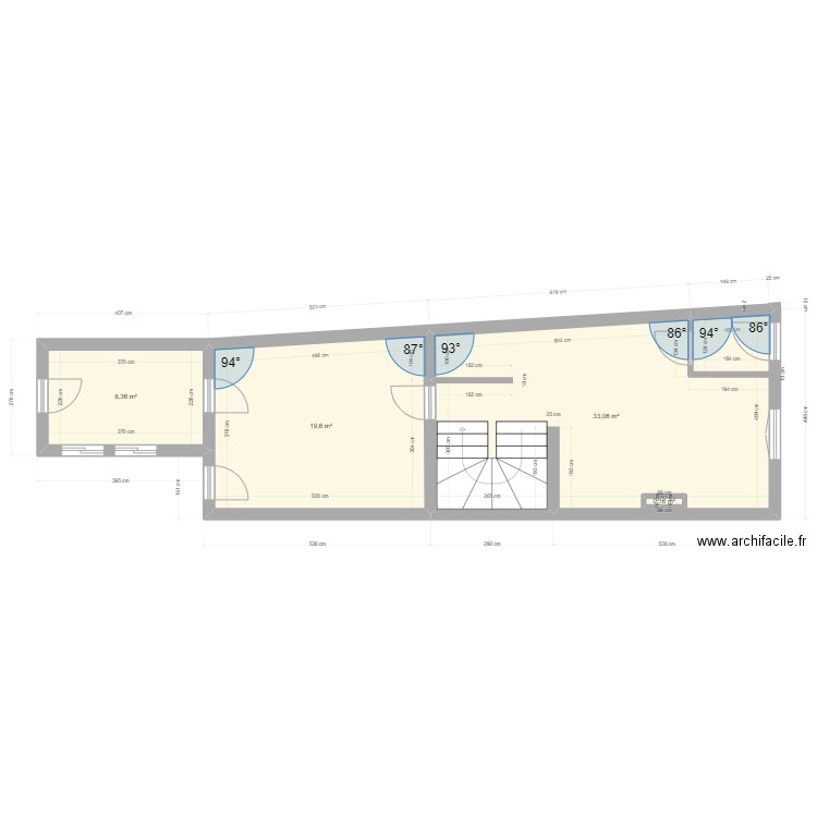 T&L. Plan de 4 pièces et 62 m2