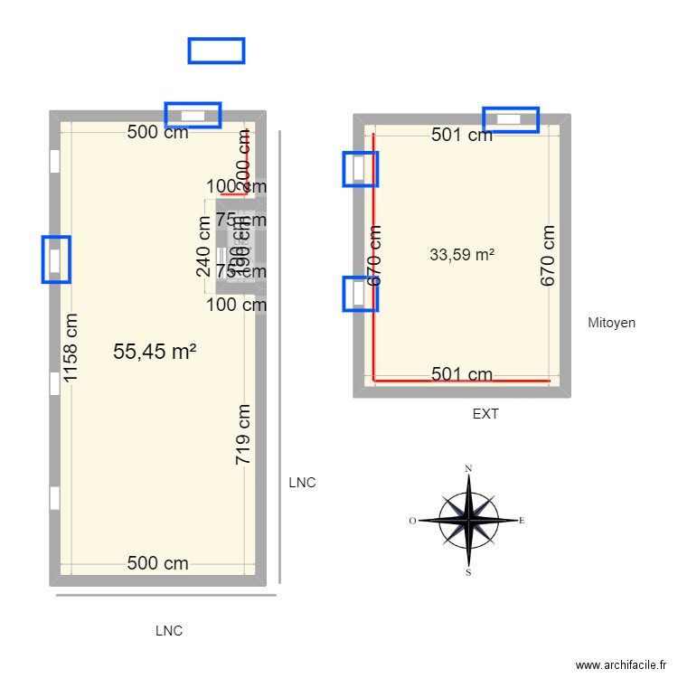 MONTORIO. Plan de 3 pièces et 90 m2