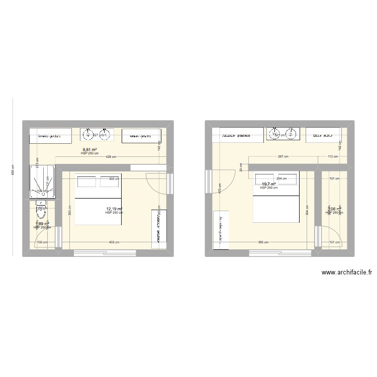 Bab. Plan de 9 pièces et 153 m2