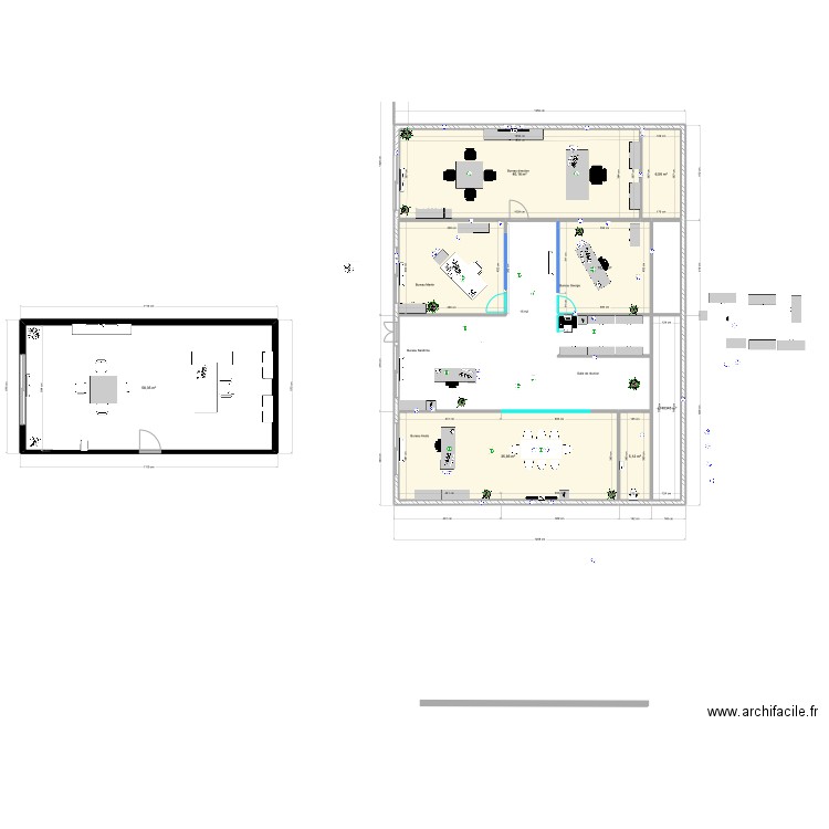 bureau v4. Plan de 8 pièces et 190 m2
