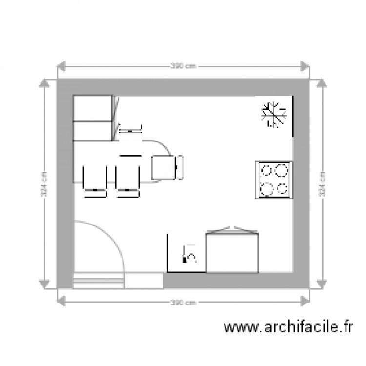 Cuisine actuelle. Plan de 0 pièce et 0 m2