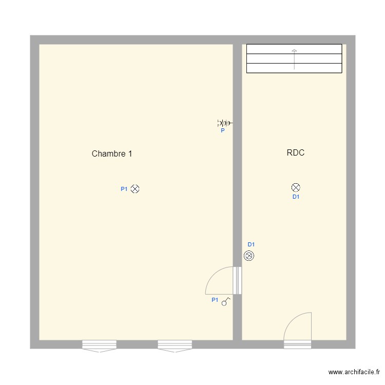 RDC St Gilles 294. Plan de 2 pièces et 74 m2