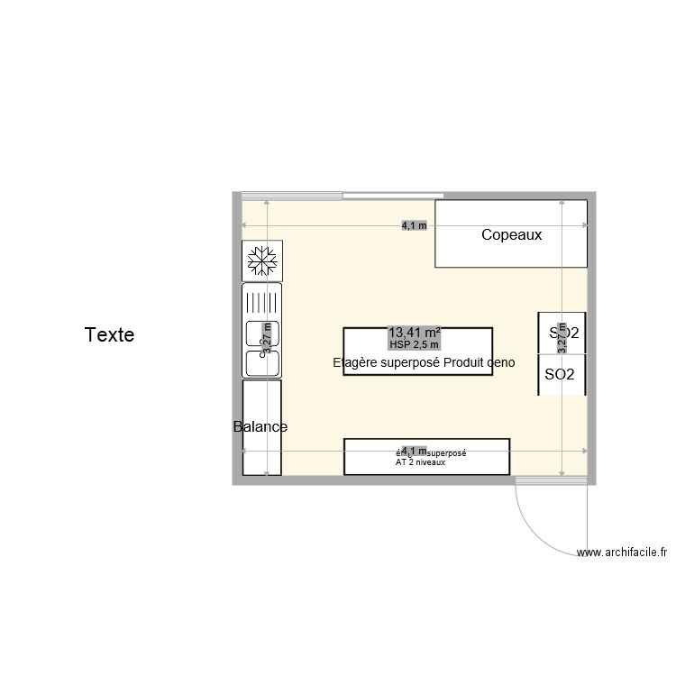 produit oeno 2. Plan de 1 pièce et 13 m2