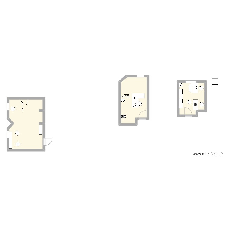 Vaguemestre. Plan de 3 pièces et 56 m2