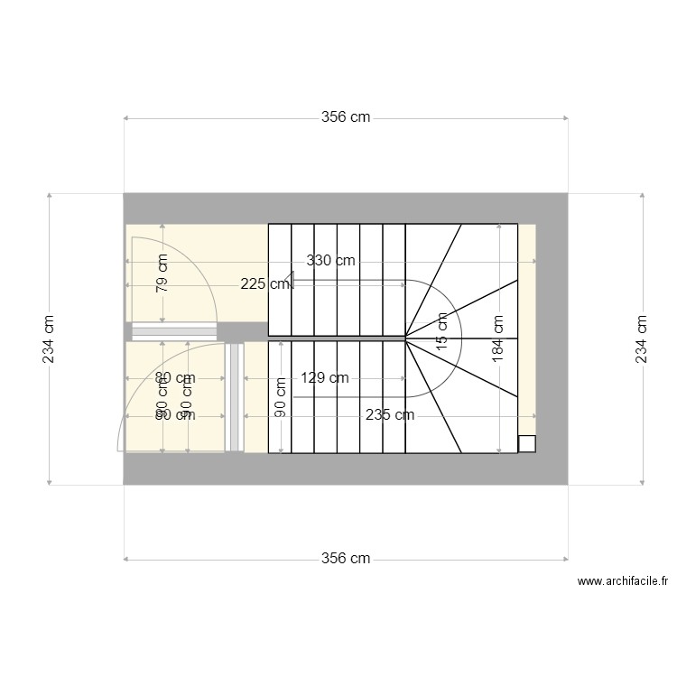 CAGE ESCALIER. Plan de 6 pièces et 21 m2