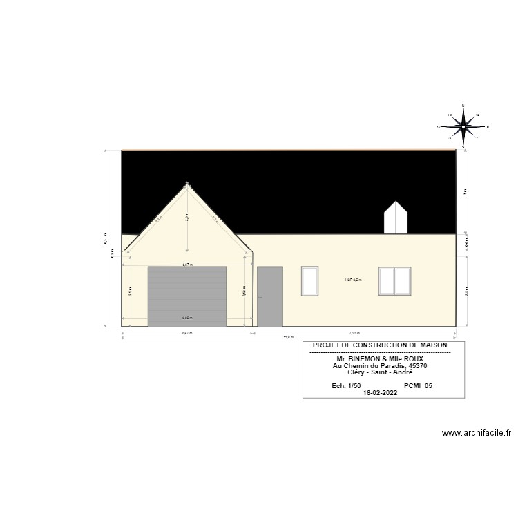 PLAN FACADE SUD EST  . Plan de 5 pièces et 74 m2