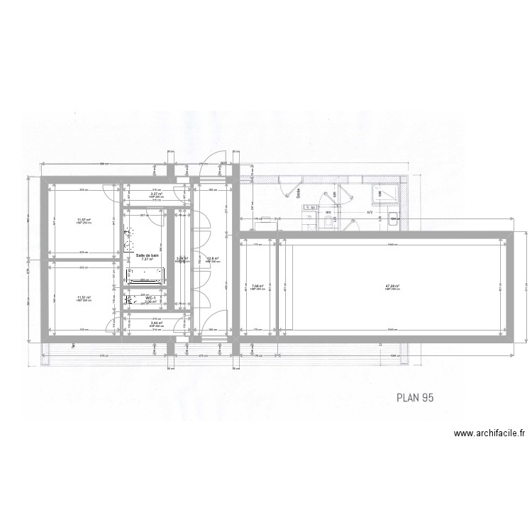 maison suivant plan 95. Plan de 10 pièces et 111 m2