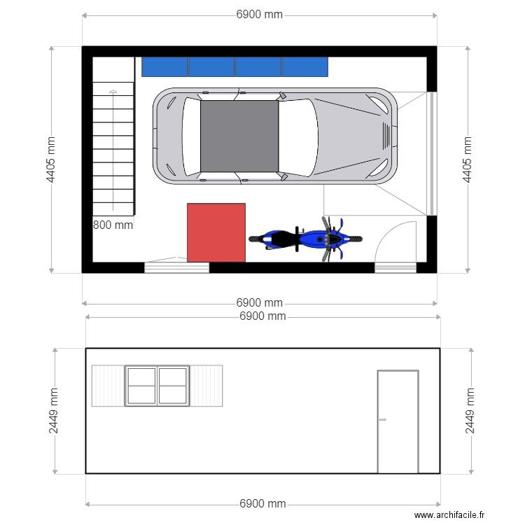 Garage 2. Plan de 2 pièces et 43 m2