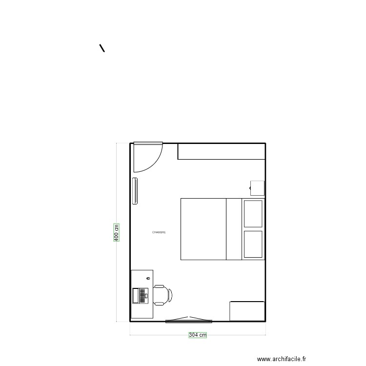 plan chambre. Plan de 1 pièce et 12 m2