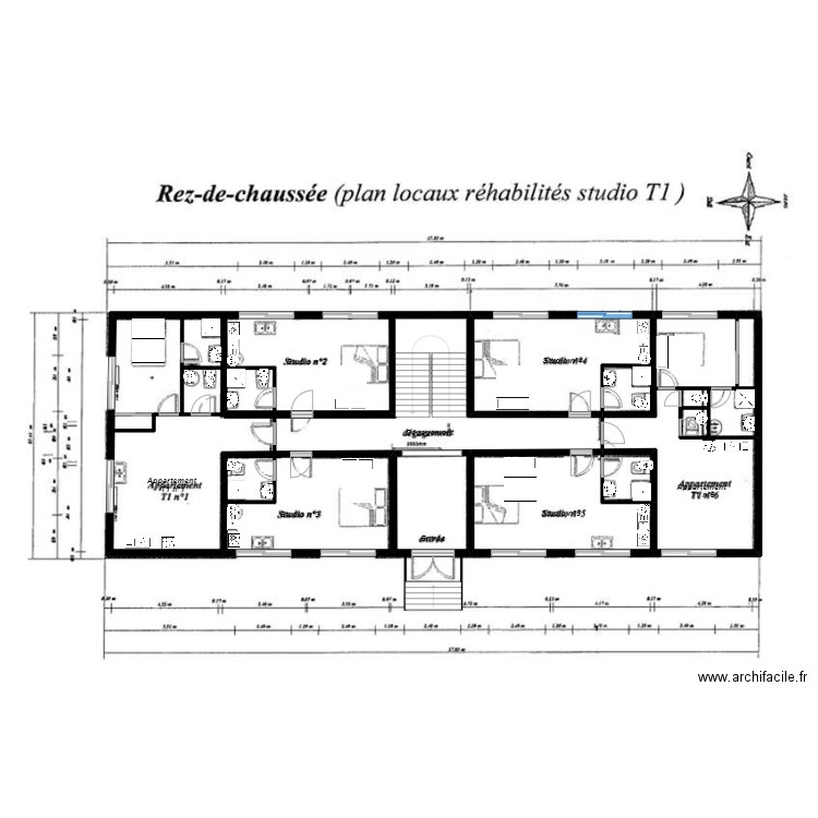 immeuble 1b. Plan de 15 pièces et 251 m2