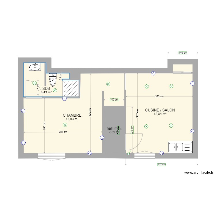 Appartement v33. Plan de 5 pièces et 32 m2