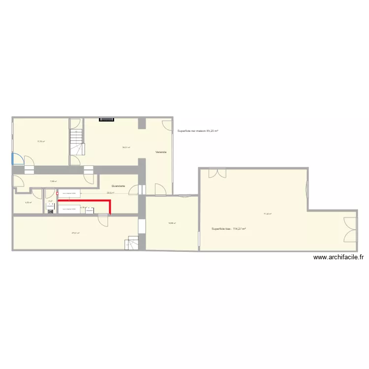 Maison Seb Pisvin REZ. Plan de 