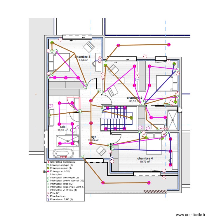 PASTERNACK-PLAN ELEC R+1. Plan de 0 pièce et 0 m2