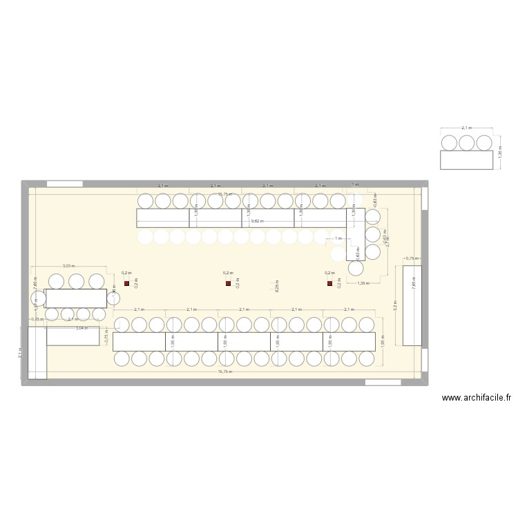 Plan de table 1. Plan de 1 pièce et 121 m2