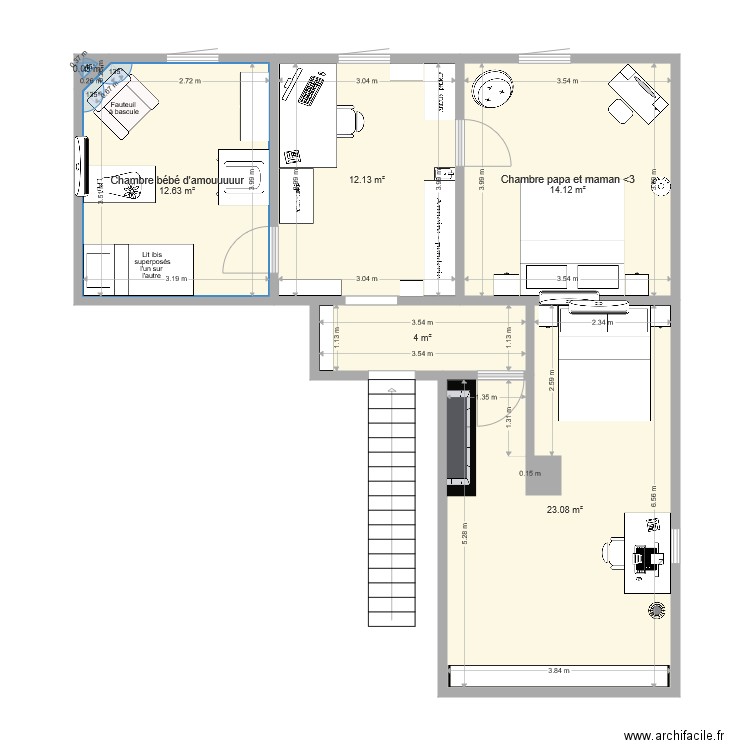 emménagement étage Montastruc version3 velux central3. Plan de 0 pièce et 0 m2