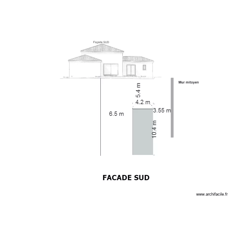 FACADE SUD. Plan de 
