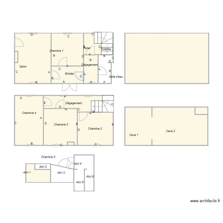 Croquis ROY Bellefond. Plan de 15 pièces et 82 m2