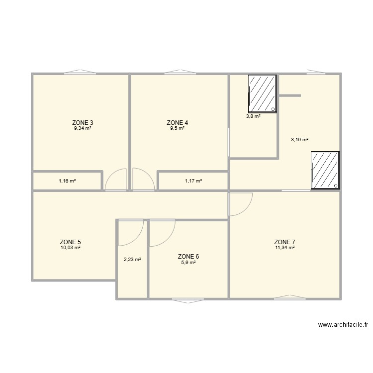 Brichard. Plan de 10 pièces et 63 m2