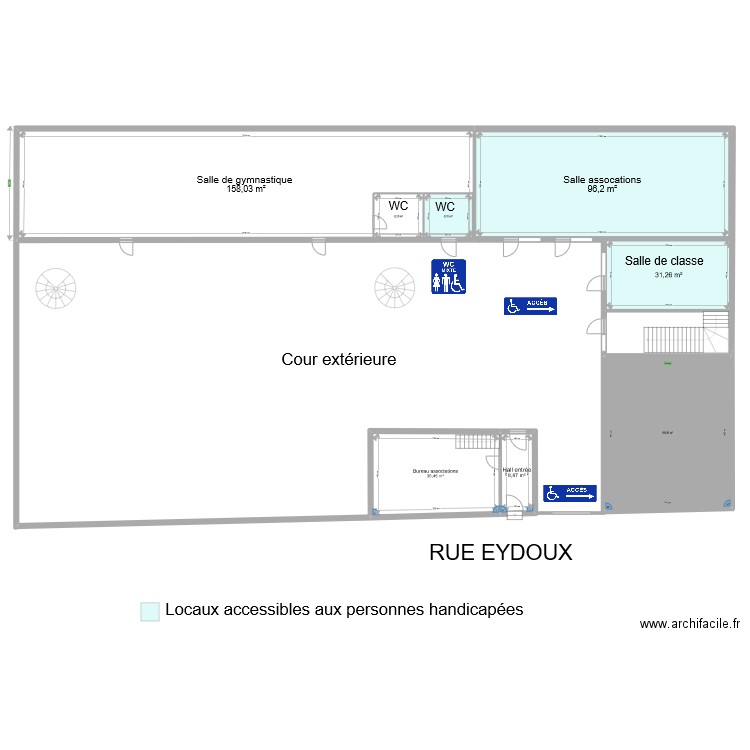 Ecole Bienheureux Abbé Fouque RDC - handicapé. Plan de 8 pièces et 430 m2