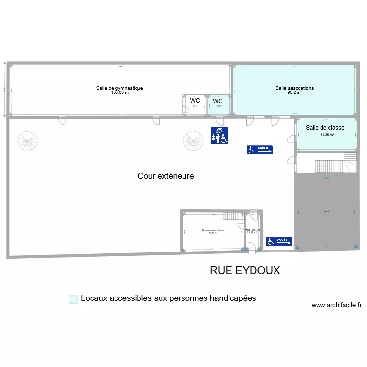 Ecole Bienheureux Abb&eacute; Fouque RDC - handicap&eacute;. Plan de 