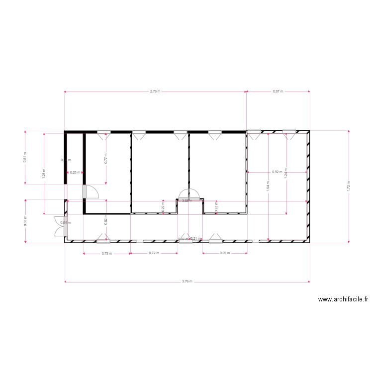 ETAGE 3. Plan de 3 pièces et 3 m2