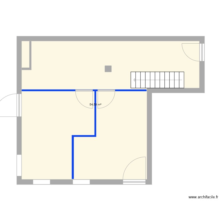 MMA. Plan de 1 pièce et 55 m2