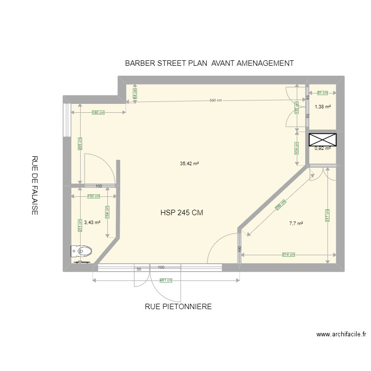 BARBER STREET LENS PLAN AVANT TRAVAUX. Plan de 5 pièces et 49 m2