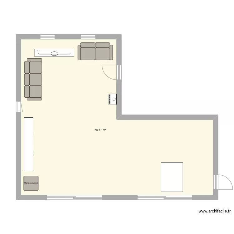 Séjour intérieur. Plan de 1 Pièce et 66 m² Séjour intérieur. Plan de 1 Pièce et 66 m²