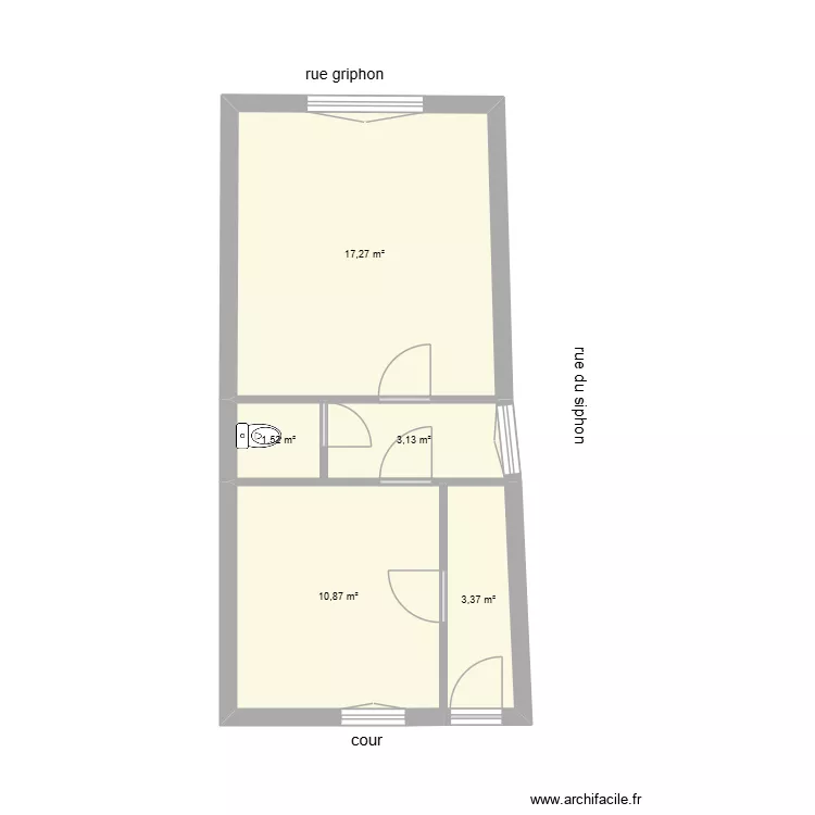 A01 griphon avant. Plan de 5  et 36 m²