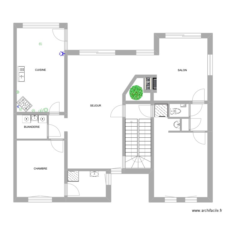 rez. Plan de 10 pièces et 97 m2