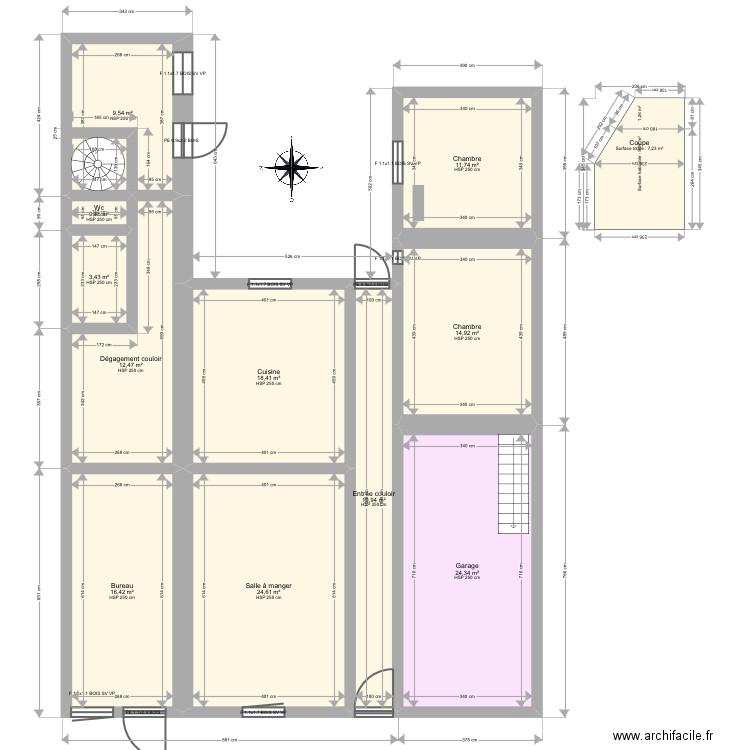 Leletz rdc. Plan de 11 pièces et 148 m2