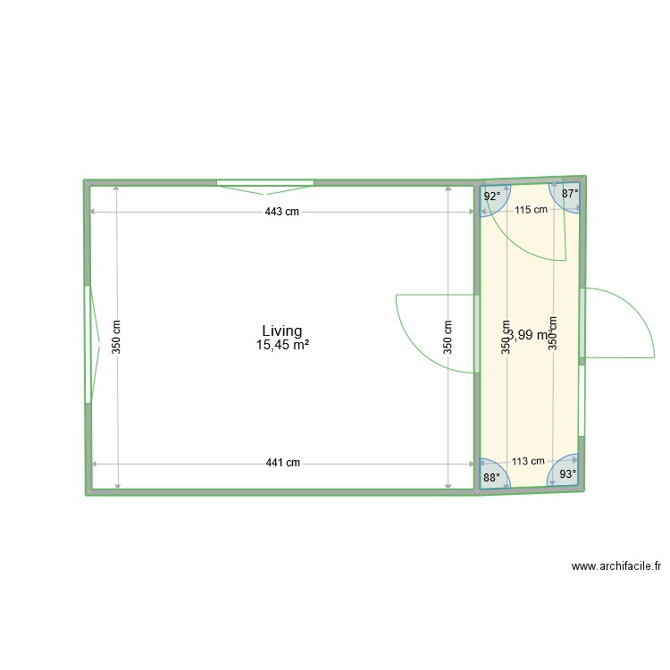 Maison des Salles. Plan de 2 pièces et 19 m2