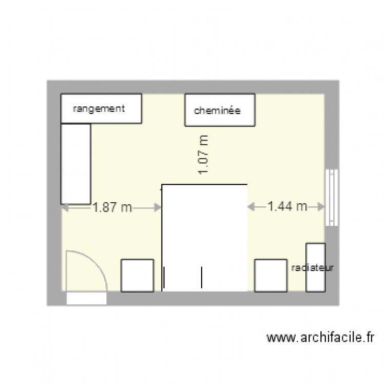 chambre grise version rangement angle. Plan de 0 pièce et 0 m2