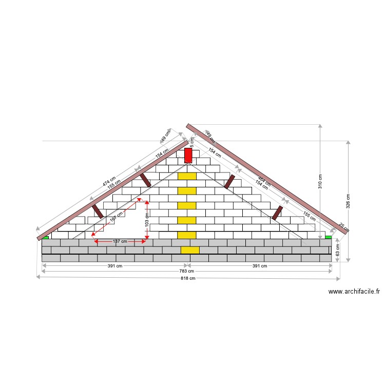 Pignon Parpaings. Plan de 0 pièce et 0 m2