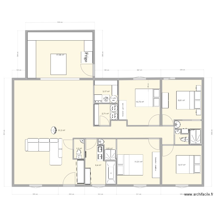 Maison LA JARRIE LAURE. Plan de 13 pièces et 129 m2