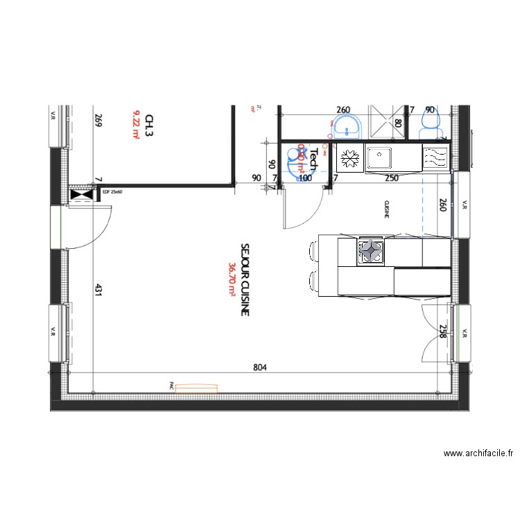 Projet cuisine 2. Plan de 0 pièce et 0 m2