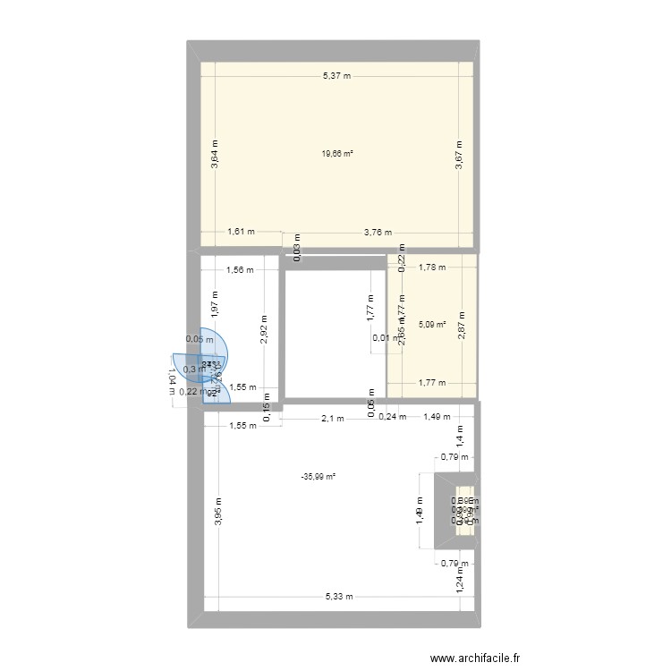 etage 01. Plan de 4 pièces et 50 m2