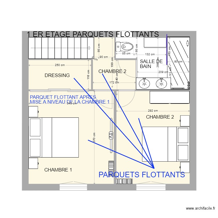 PARQUETS FLOTTANS 1ER ETAGE. Plan de 0 pièce et 0 m2