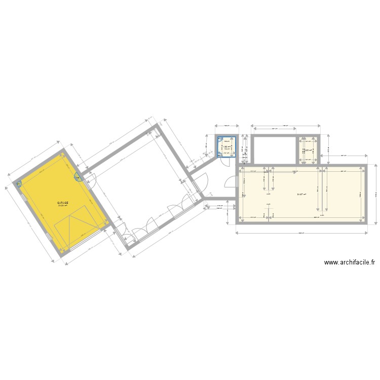 PLAN DOUBLE PENTE. Plan de 4 pièces et 64 m2