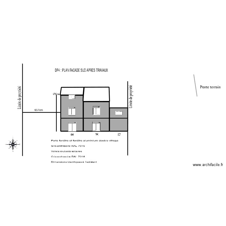 Sud. Plan de 8 pièces et 94 m2