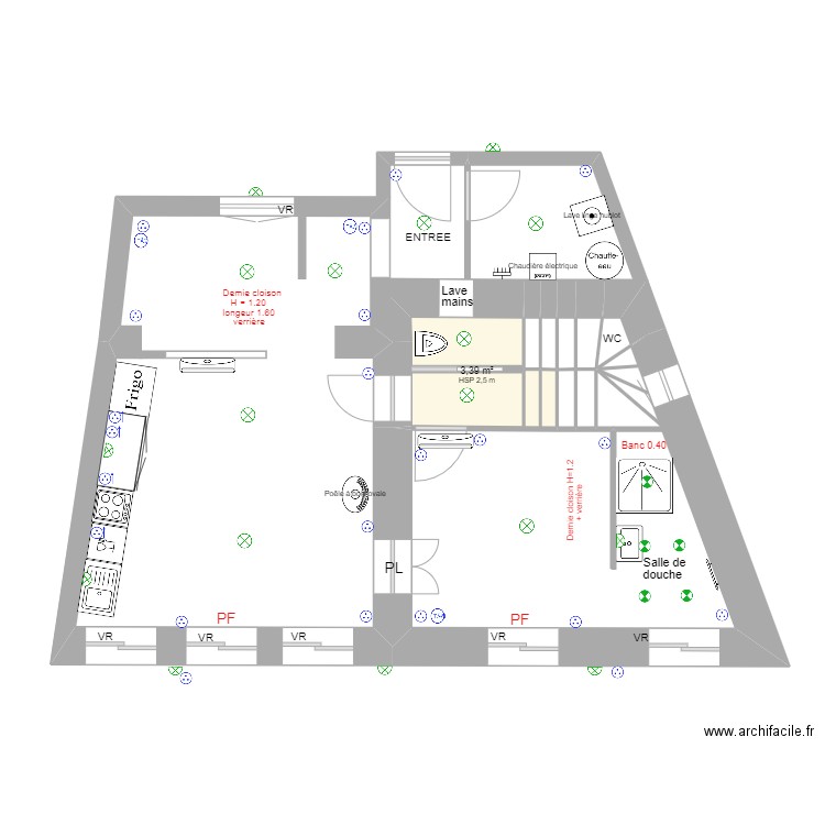 Ville sur Jarnioux. Plan de 9 pièces et 6 m2